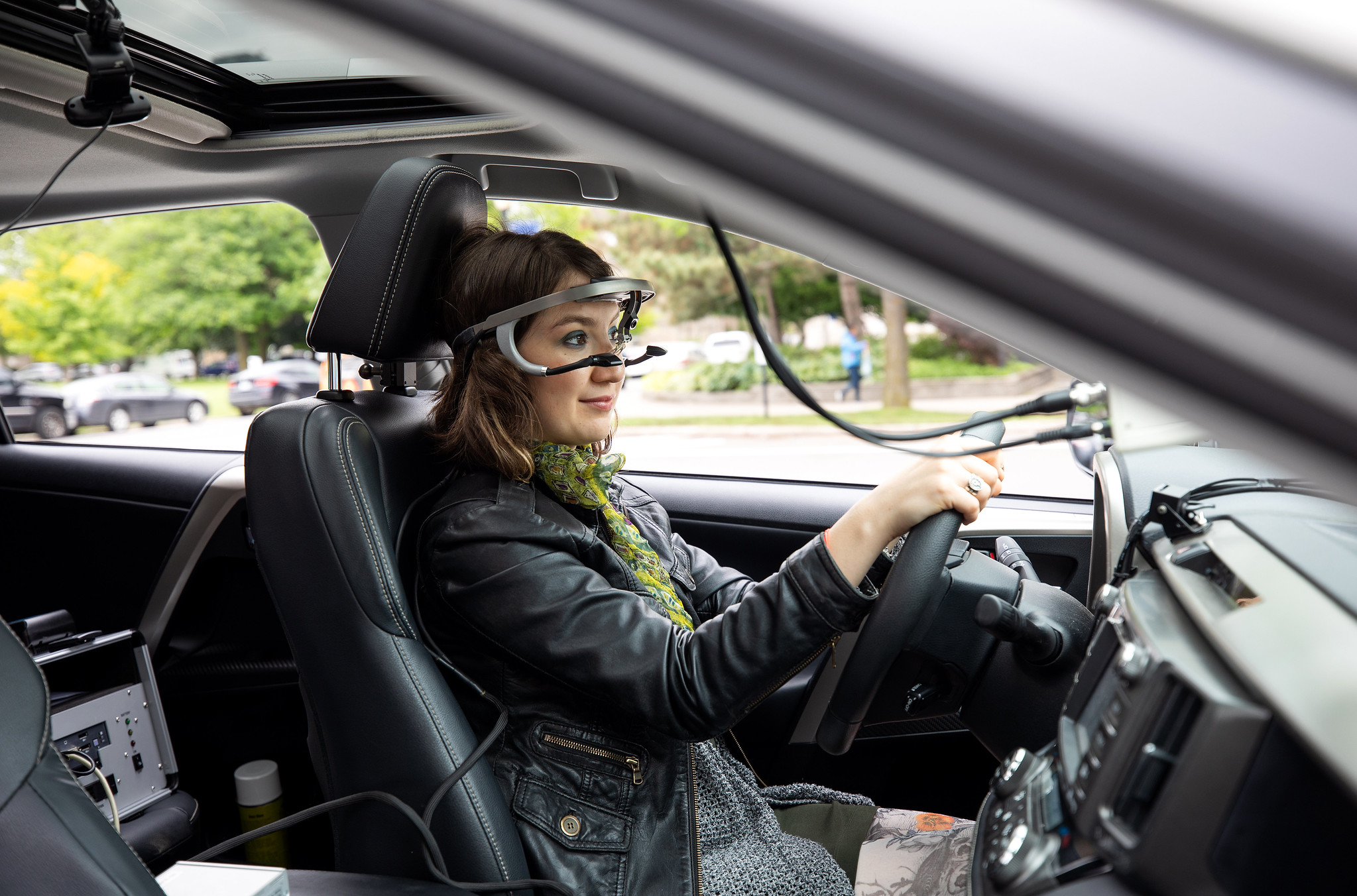 Students of the Human Factors and Applied Statistics Lab are seen using their vehicle to collect research data at the University of Toronto in Toronto, Ontario on June 6, 2018. Photo by Laura Pedersen/Engineering Strategic Communications