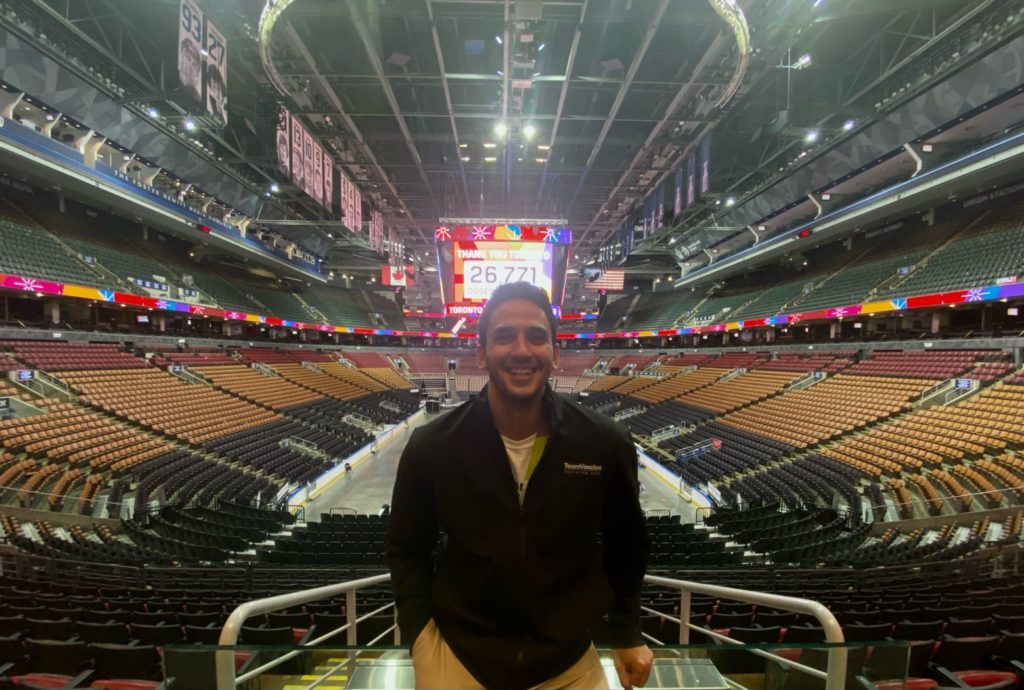 Seif Elashry at the Our Winning Shot vaccine clinic at Scotiabank Arena on June 27th, 2021.