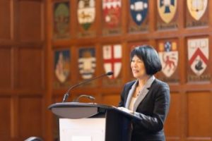 Toronto Mayor Olivia Chow attended the memorial at Hart House, and encouraged attendees to work for change. (Photo: Lisa Lightbourn)