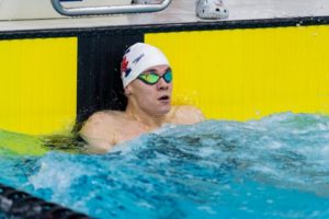 Graeme Aylward (IndE, Year 4) participates in the 50-metre Freestyle at the 2023 USports Championships. (Photo: Seyran Mammadov)